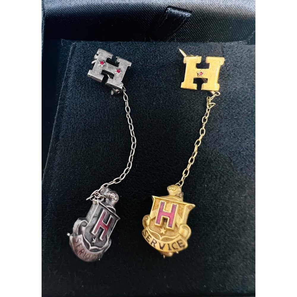 Vintage 1980s Sterling Silver Harvard University Service Medal Pin back Tie Tack